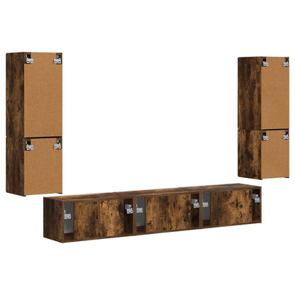 vidaXL TV Cabinet Set Wall-mounted 4 pcs Smoked Oak Engineered Wood