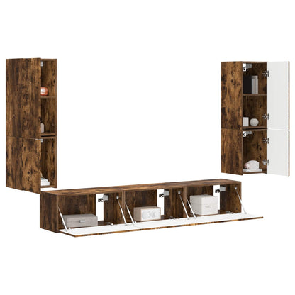 vidaXL TV Cabinet Set Wall-mounted 4 pcs Smoked Oak Engineered Wood