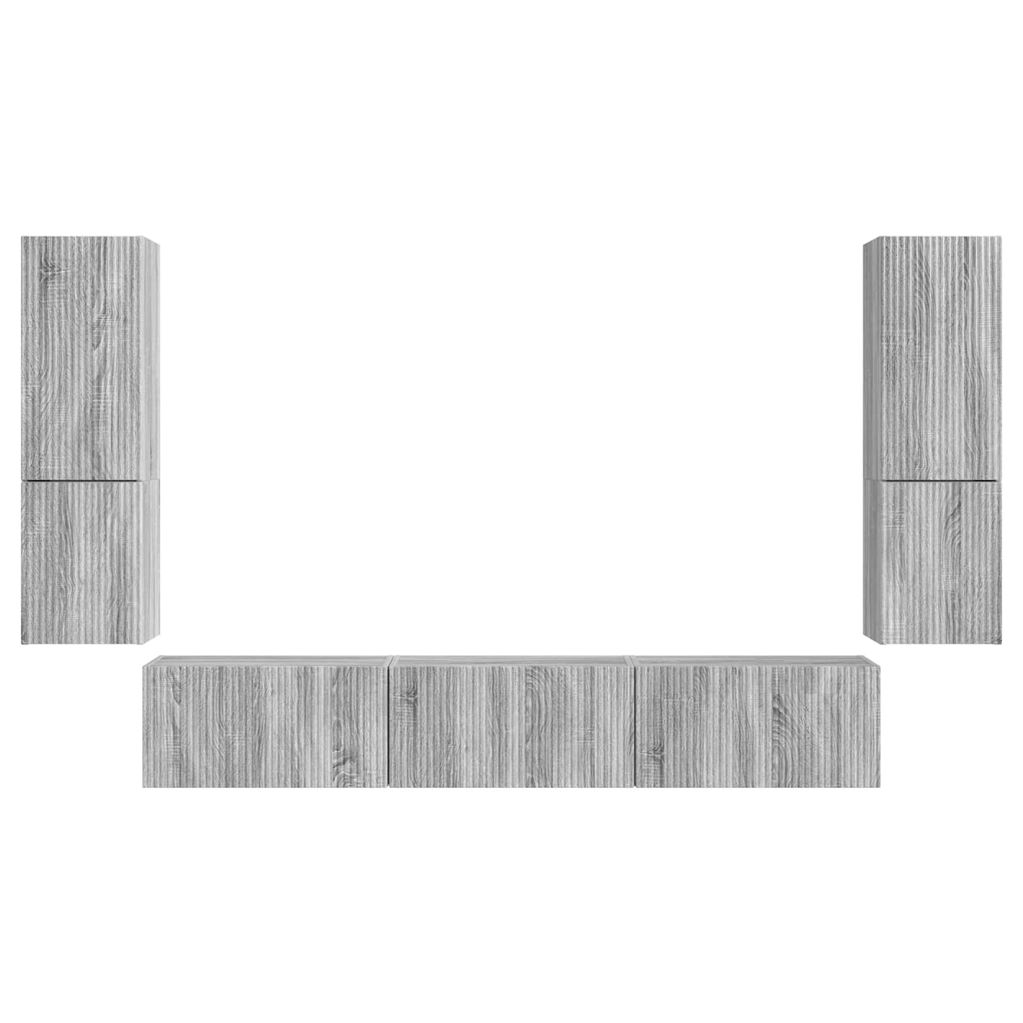 vidaXL TV Cabinet Set Wall-mounted 4 pcs Grey Sonoma Engineered Wood