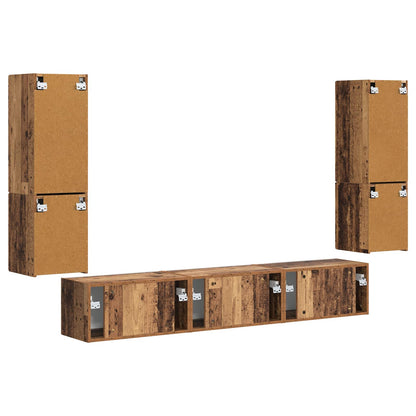 vidaXL TV Cabinet Set Wall-mounted 4 pcs Old Wood Engineered Wood