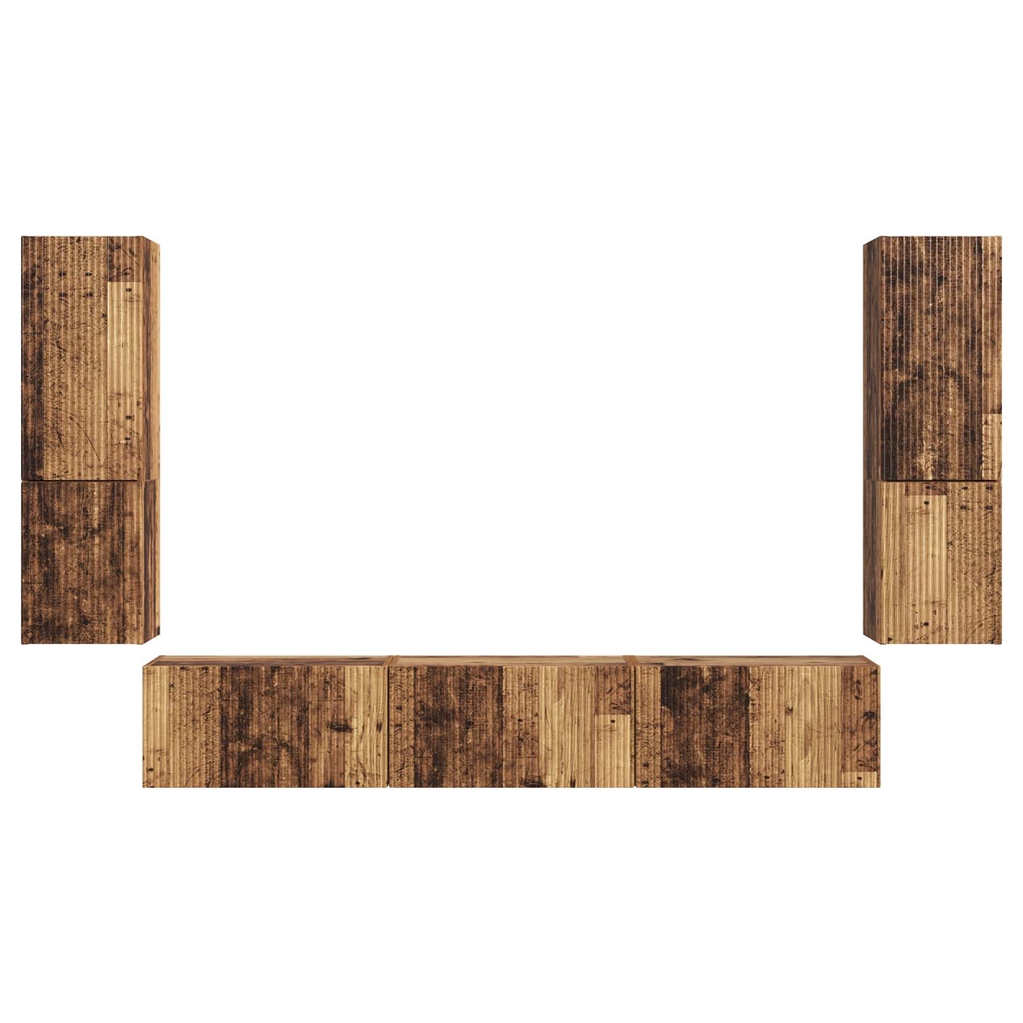 vidaXL TV Cabinet Set Wall-mounted 4 pcs Old Wood Engineered Wood
