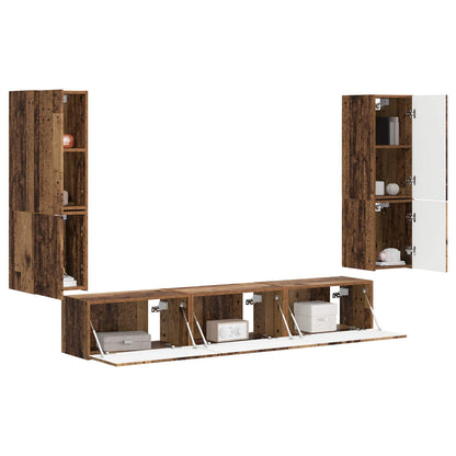 vidaXL TV Cabinet Set Wall-mounted 4 pcs Old Wood Engineered Wood