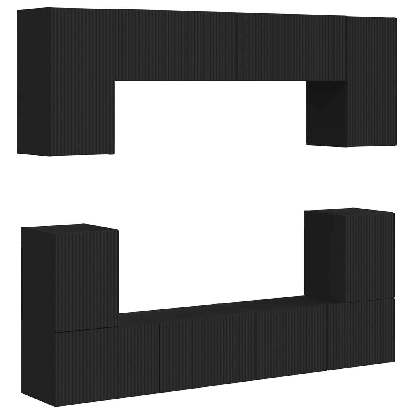 vidaXL TV Cabinet Set Wall-mounted 5 pcs Black Engineered Wood