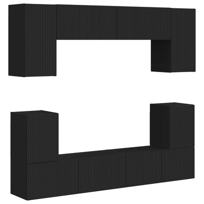 vidaXL TV Cabinet Set Wall-mounted 5 pcs Black Engineered Wood
