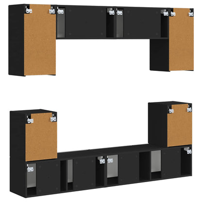 vidaXL TV Cabinet Set Wall-mounted 5 pcs Black Engineered Wood