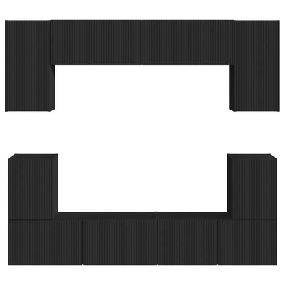 vidaXL TV Cabinet Set Wall-mounted 5 pcs Black Engineered Wood