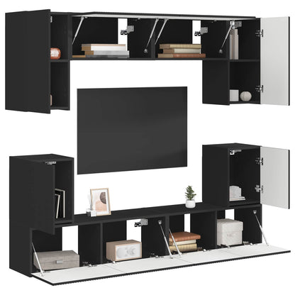 vidaXL TV Cabinet Set Wall-mounted 5 pcs Black Engineered Wood