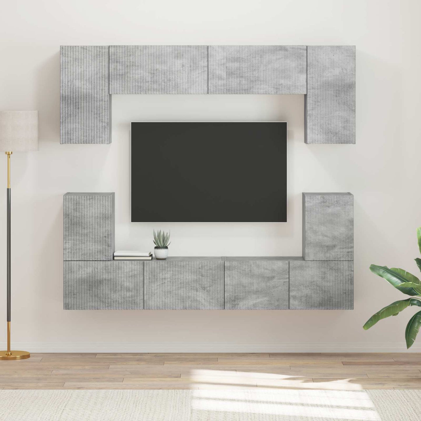 vidaXL TV Cabinet Set Wall-mounted 5 pcs Concrete Grey Engineered Wood