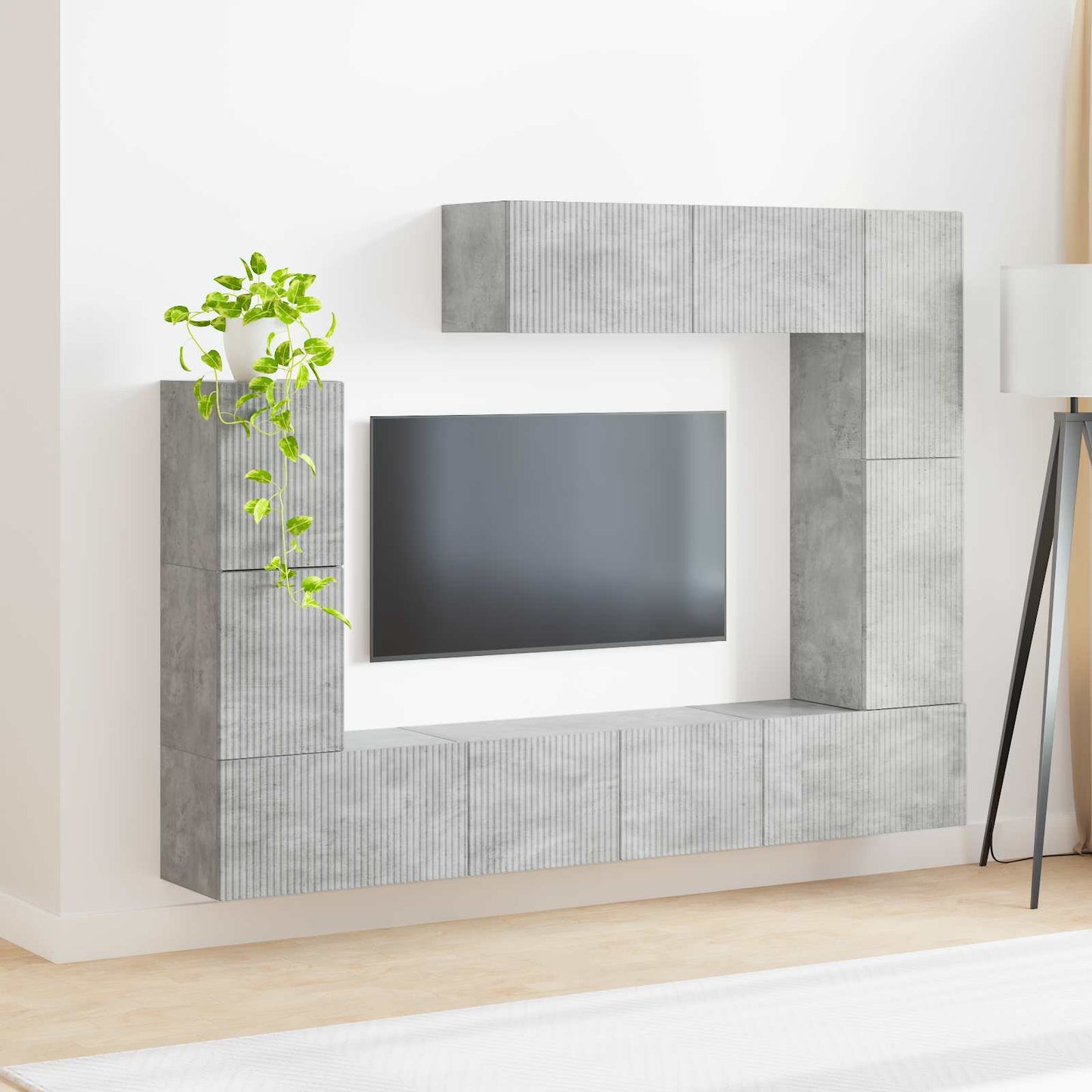 vidaXL TV Cabinet Set Wall-mounted 5 pcs Concrete Grey Engineered Wood