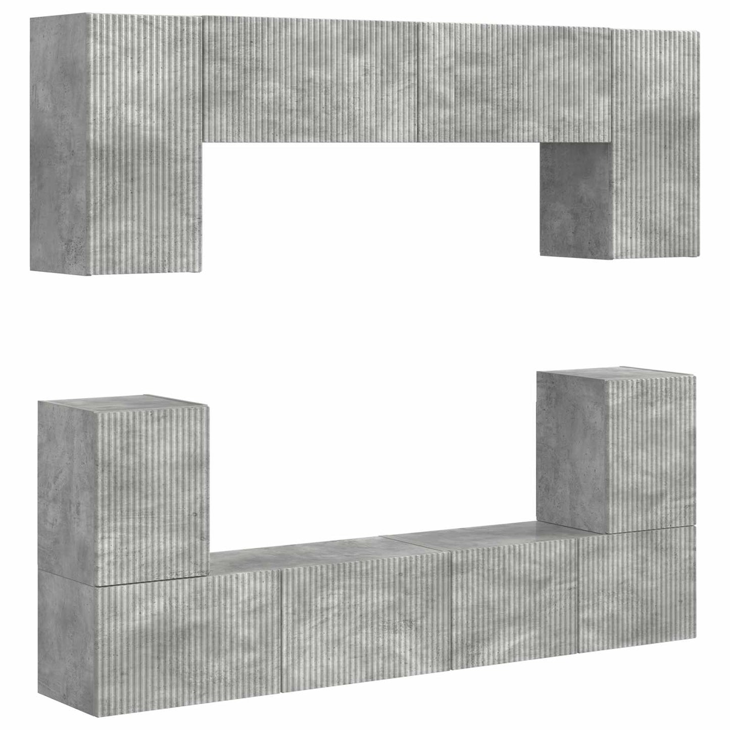 vidaXL TV Cabinet Set Wall-mounted 5 pcs Concrete Grey Engineered Wood