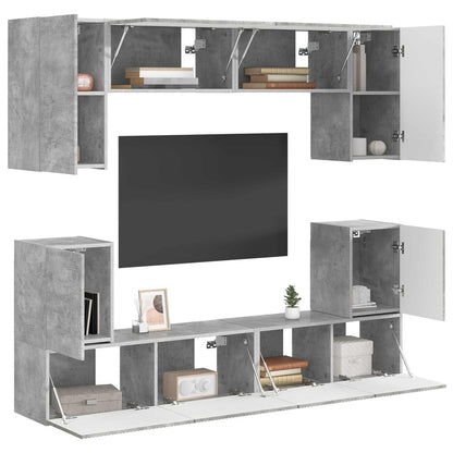 vidaXL TV Cabinet Set Wall-mounted 5 pcs Concrete Grey Engineered Wood