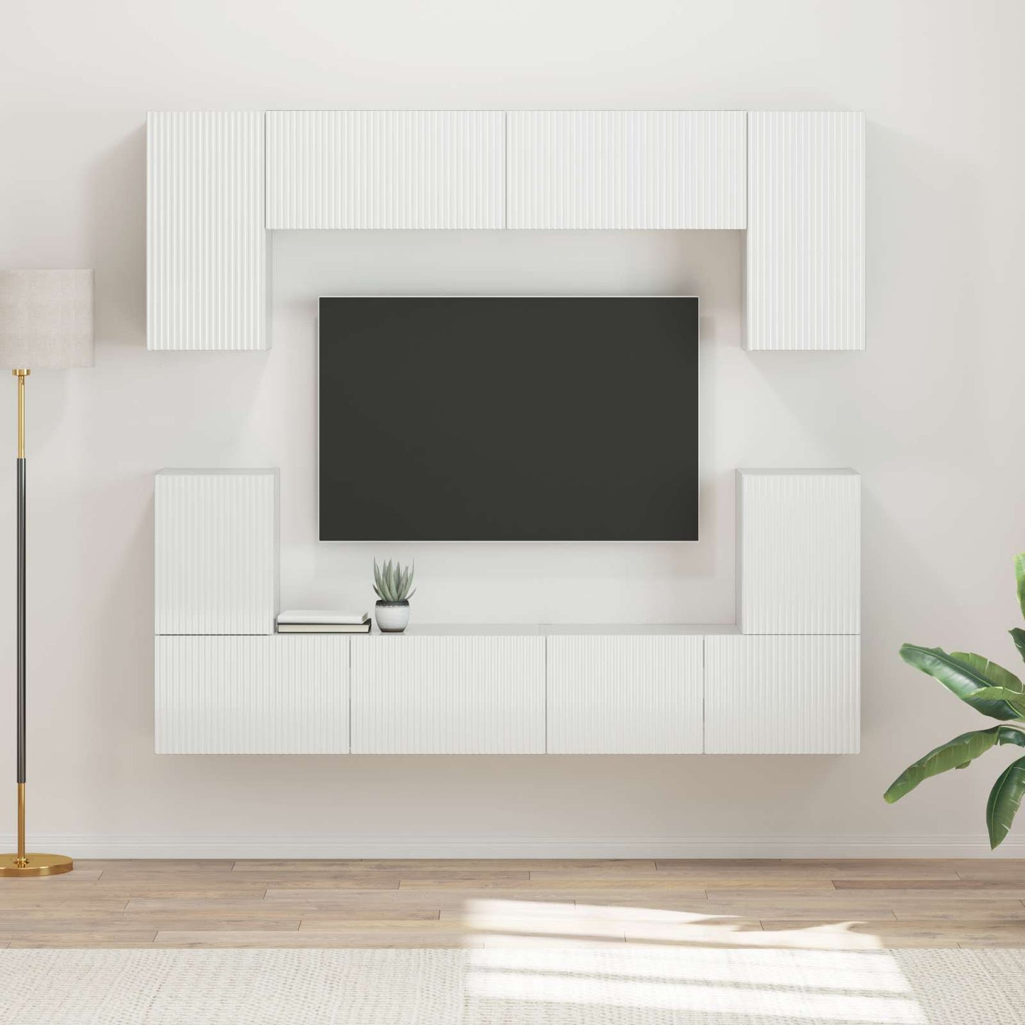 vidaXL TV Cabinet Set 5 pcs High Gloss White Engineered Wood