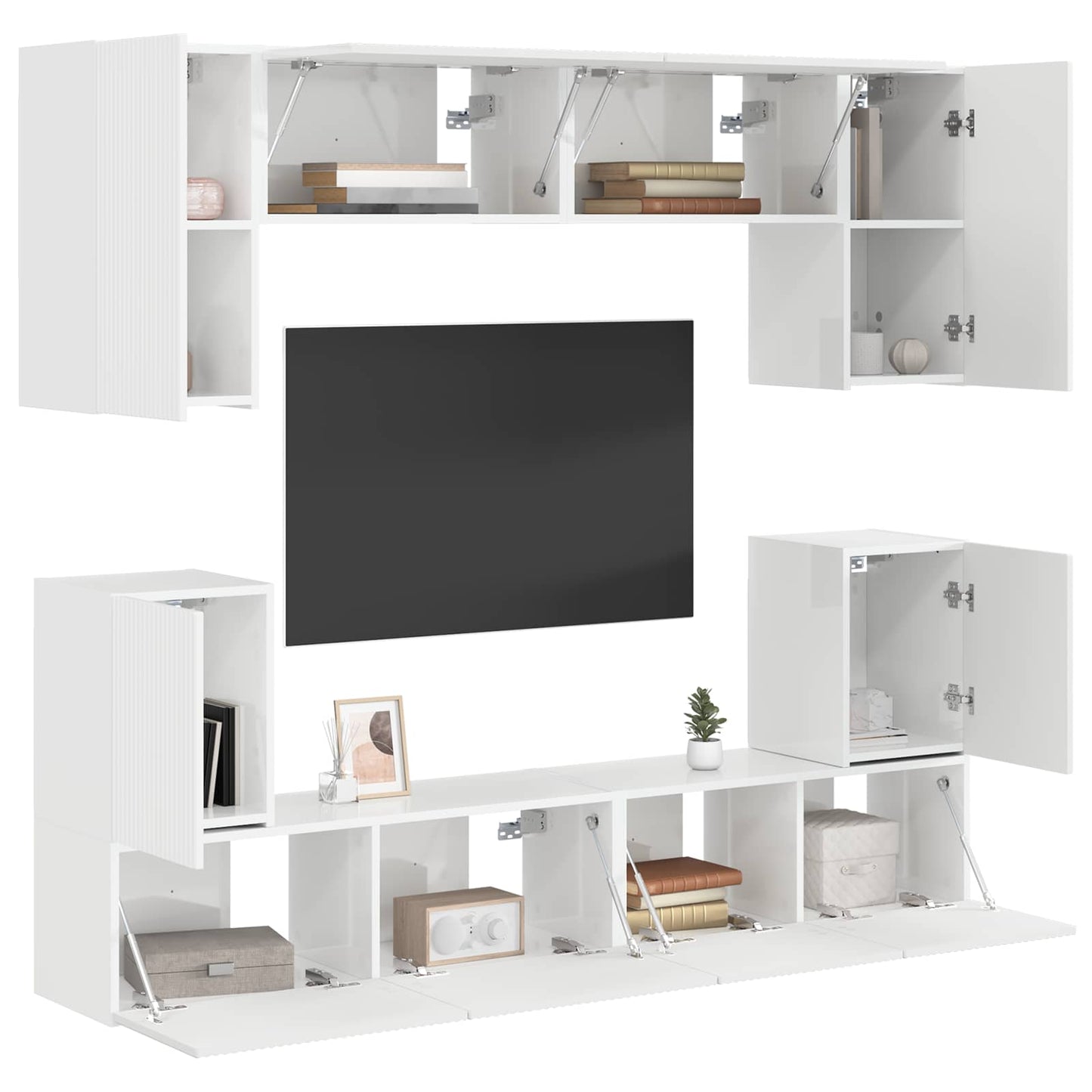 vidaXL TV Cabinet Set 5 pcs High Gloss White Engineered Wood