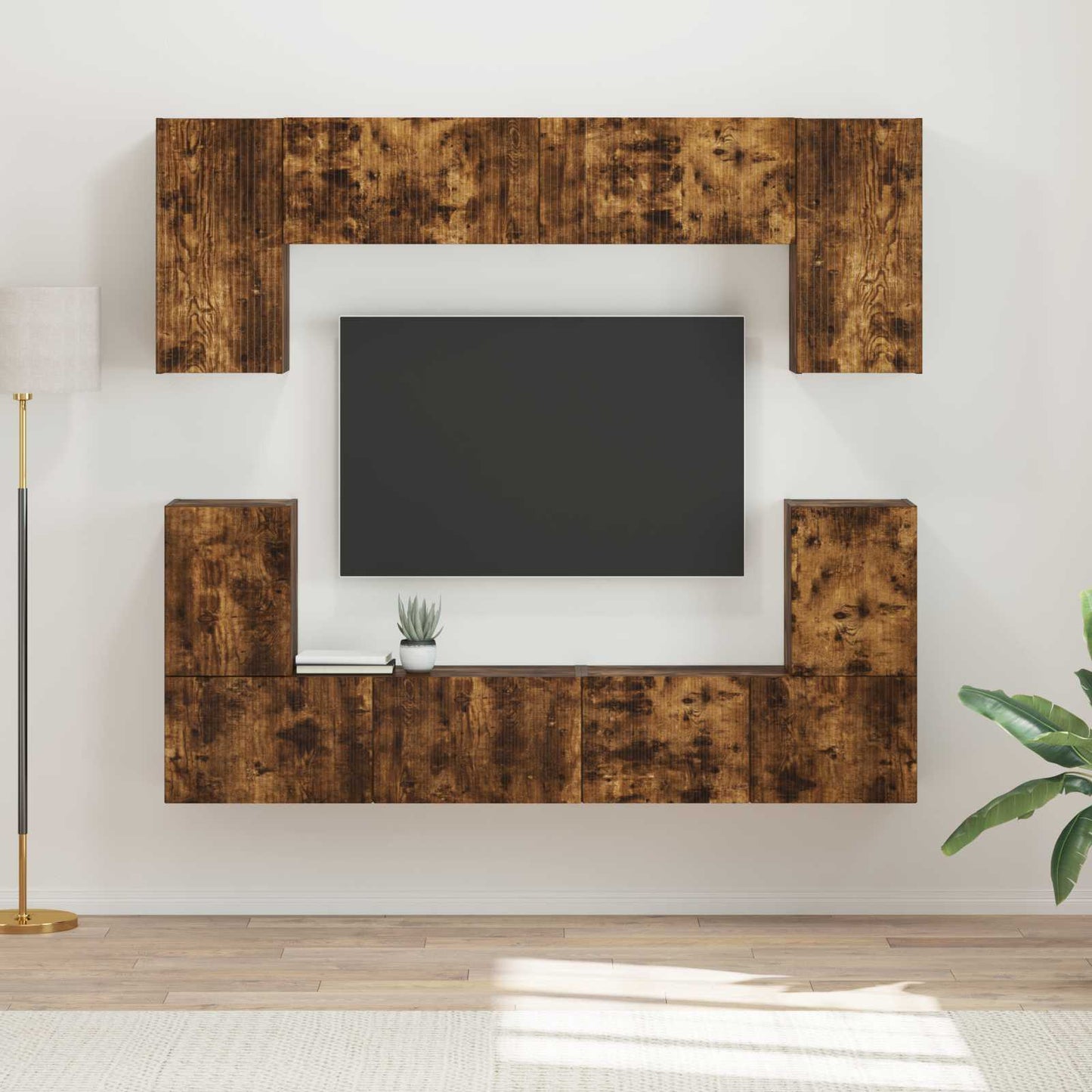 vidaXL TV Cabinet Set Wall-mounted 5 pcs Smoked Oak Engineered Wood