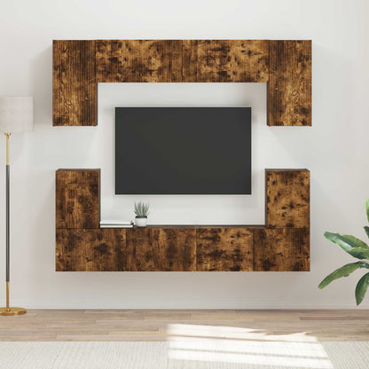 vidaXL TV Cabinet Set Wall-mounted 5 pcs Smoked Oak Engineered Wood