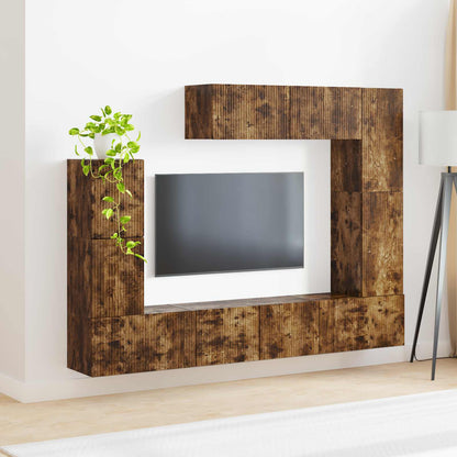 vidaXL TV Cabinet Set Wall-mounted 5 pcs Smoked Oak Engineered Wood