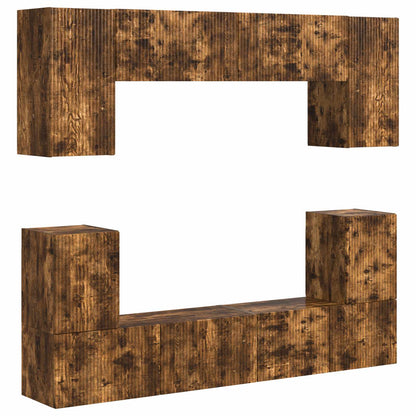 vidaXL TV Cabinet Set Wall-mounted 5 pcs Smoked Oak Engineered Wood