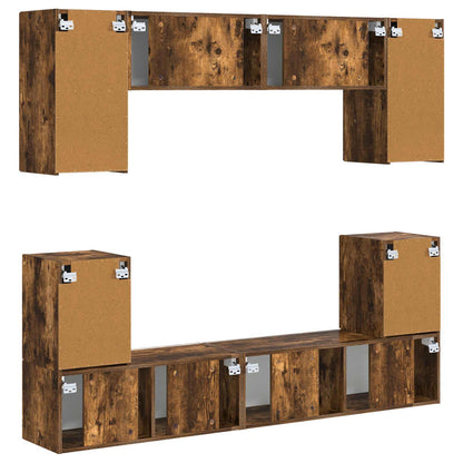 vidaXL TV Cabinet Set Wall-mounted 5 pcs Smoked Oak Engineered Wood