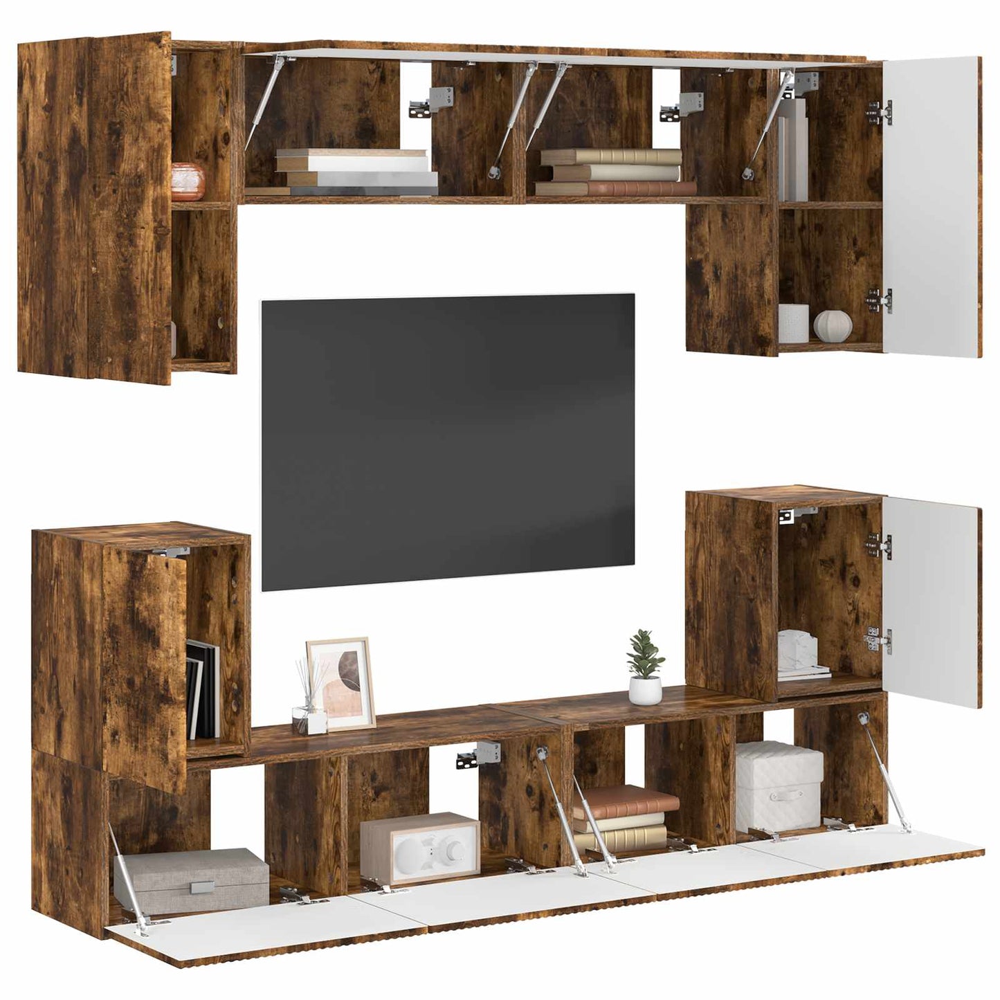 vidaXL TV Cabinet Set Wall-mounted 5 pcs Smoked Oak Engineered Wood