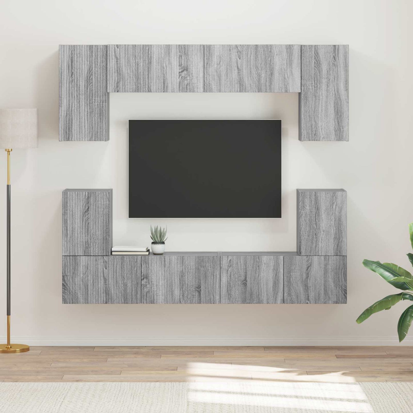 vidaXL TV Cabinet Set Wall-mounted 5 pcs Grey Sonoma Engineered Wood