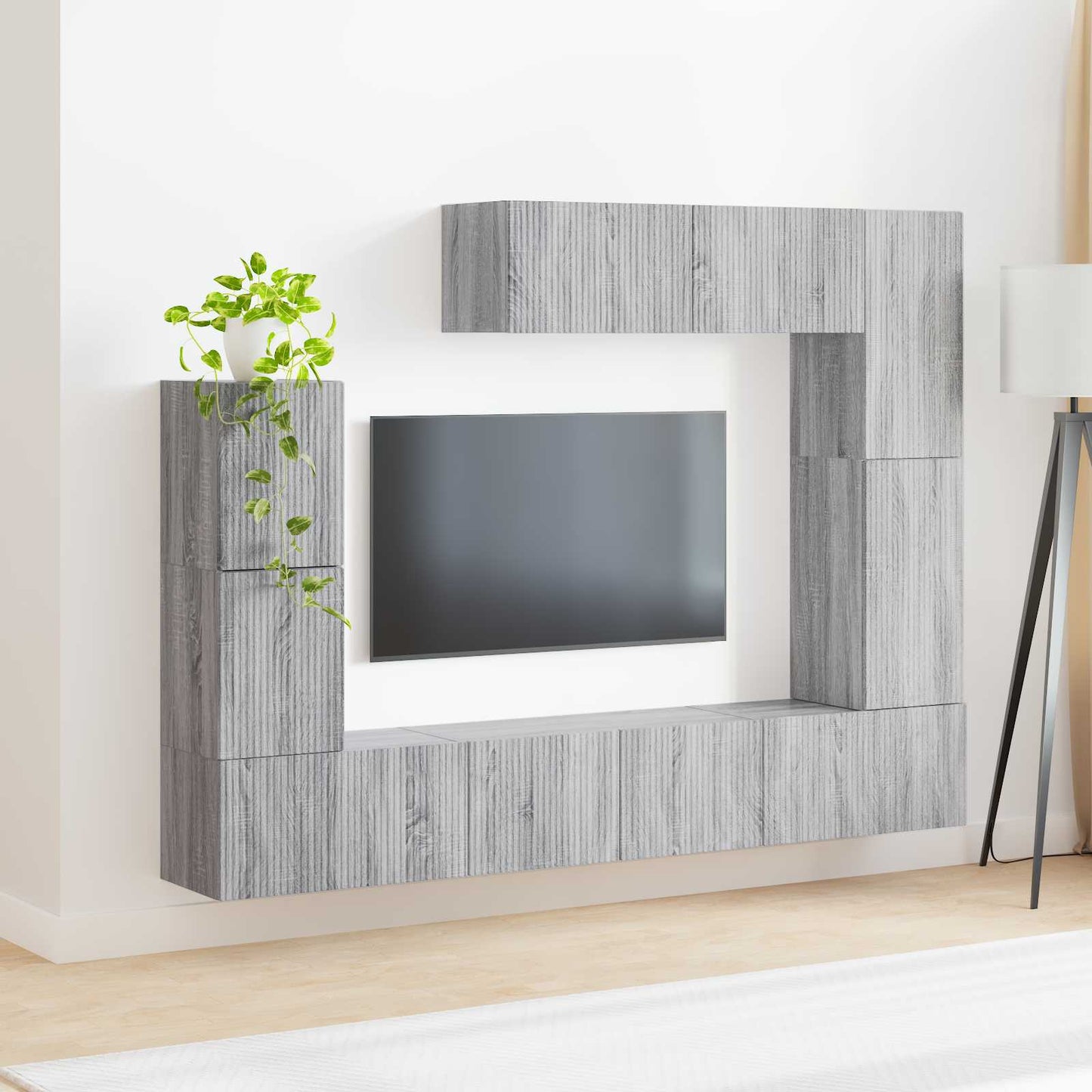 vidaXL TV Cabinet Set Wall-mounted 5 pcs Grey Sonoma Engineered Wood