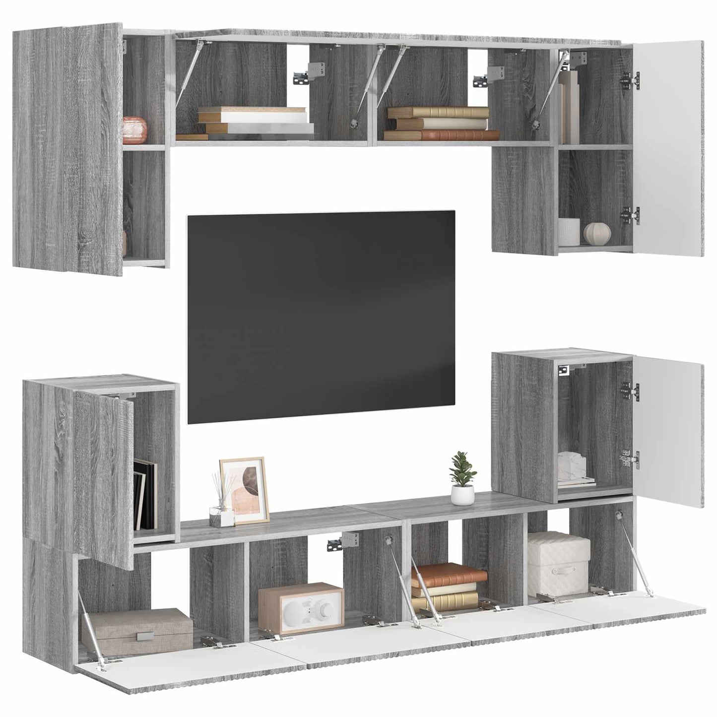 vidaXL TV Cabinet Set Wall-mounted 5 pcs Grey Sonoma Engineered Wood