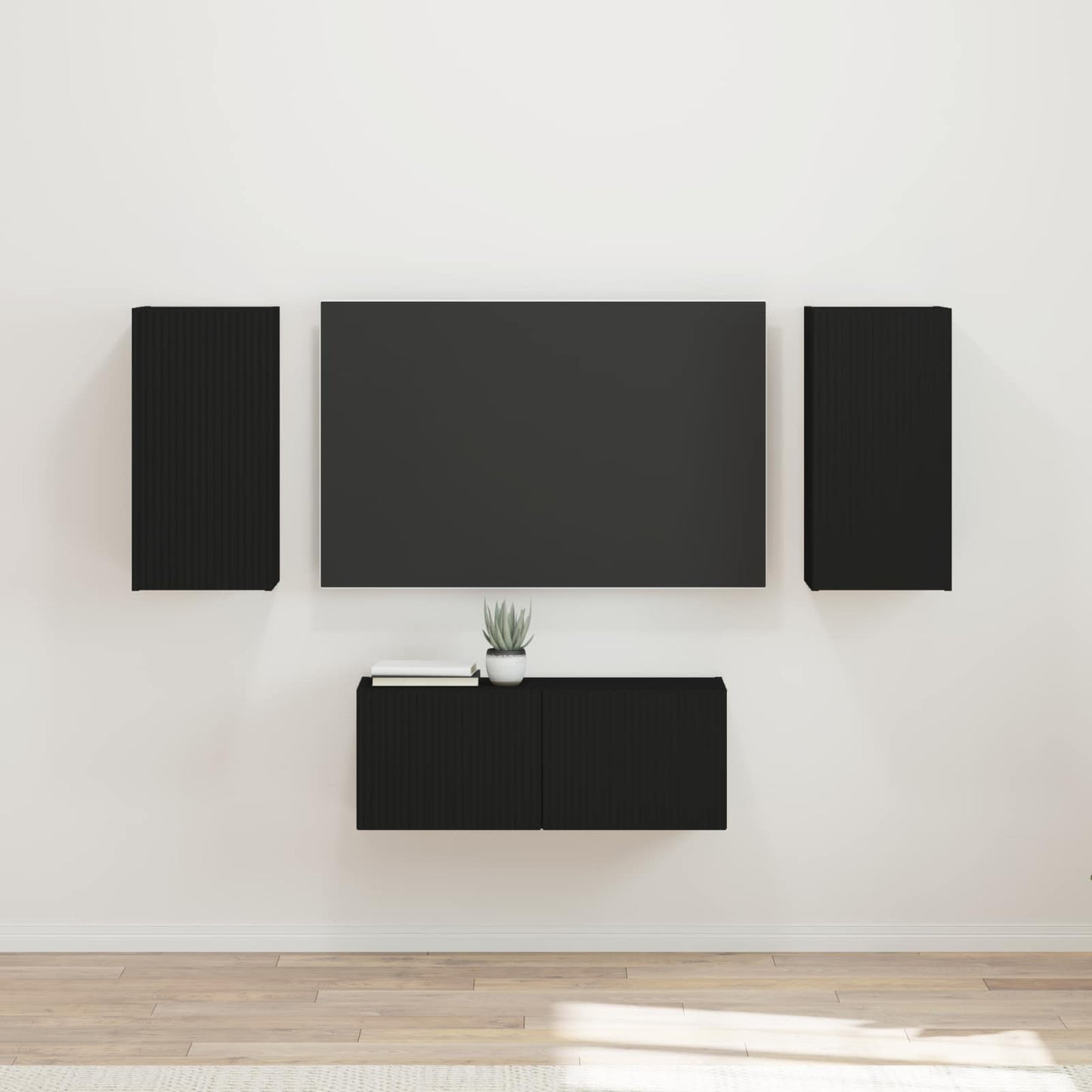 vidaXL TV Cabinet Set 6 pcs Black Engineered Wood