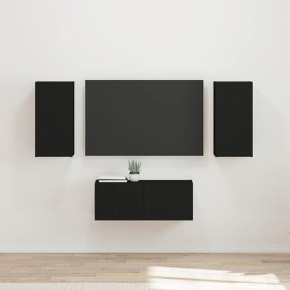 vidaXL TV Cabinet Set 6 pcs Black Engineered Wood