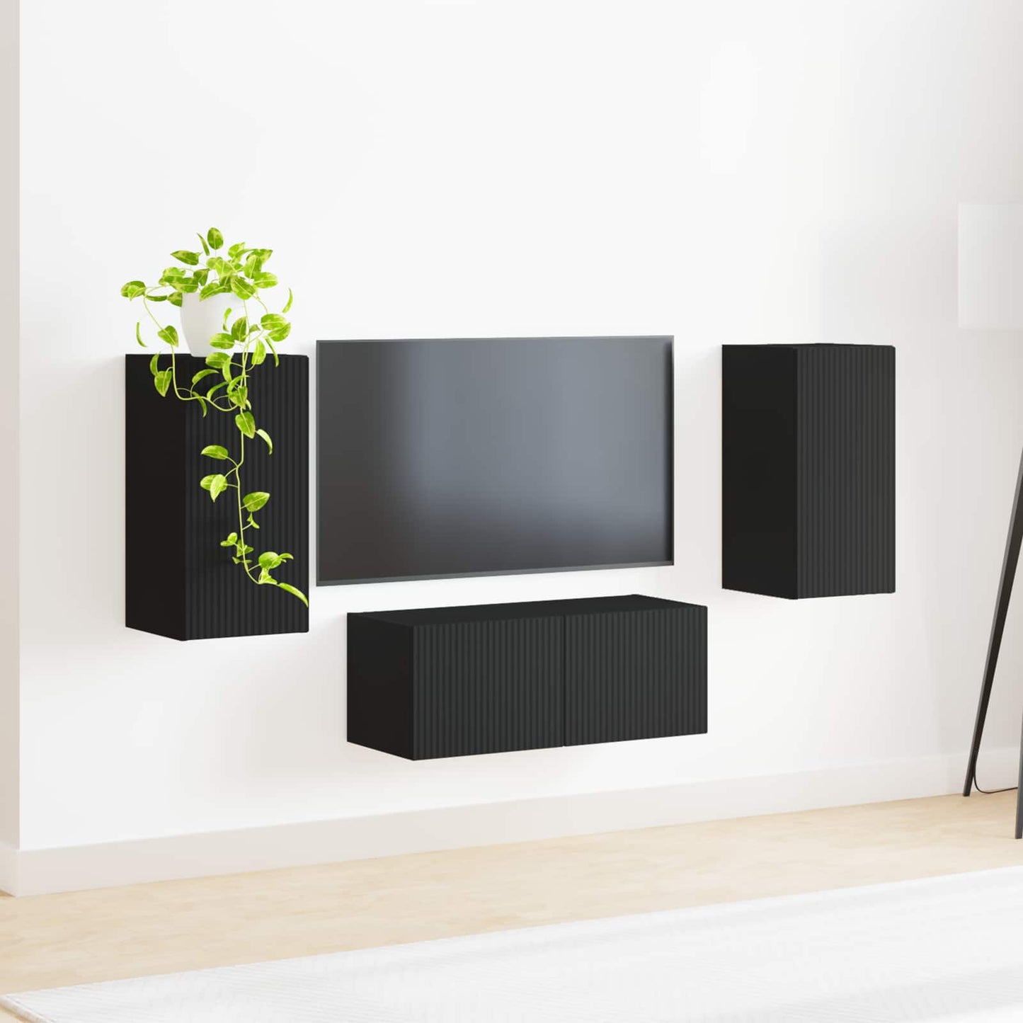 vidaXL TV Cabinet Set 6 pcs Black Engineered Wood