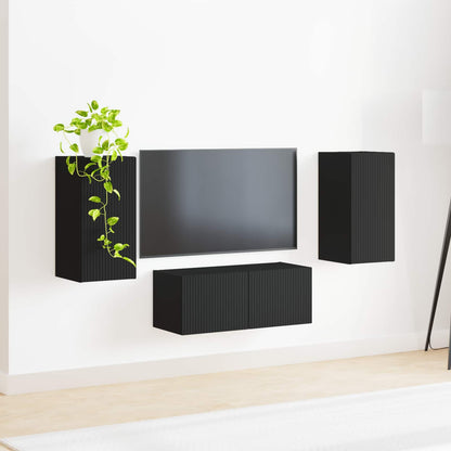 vidaXL TV Cabinet Set 6 pcs Black Engineered Wood