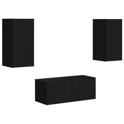 vidaXL TV Cabinet Set 6 pcs Black Engineered Wood