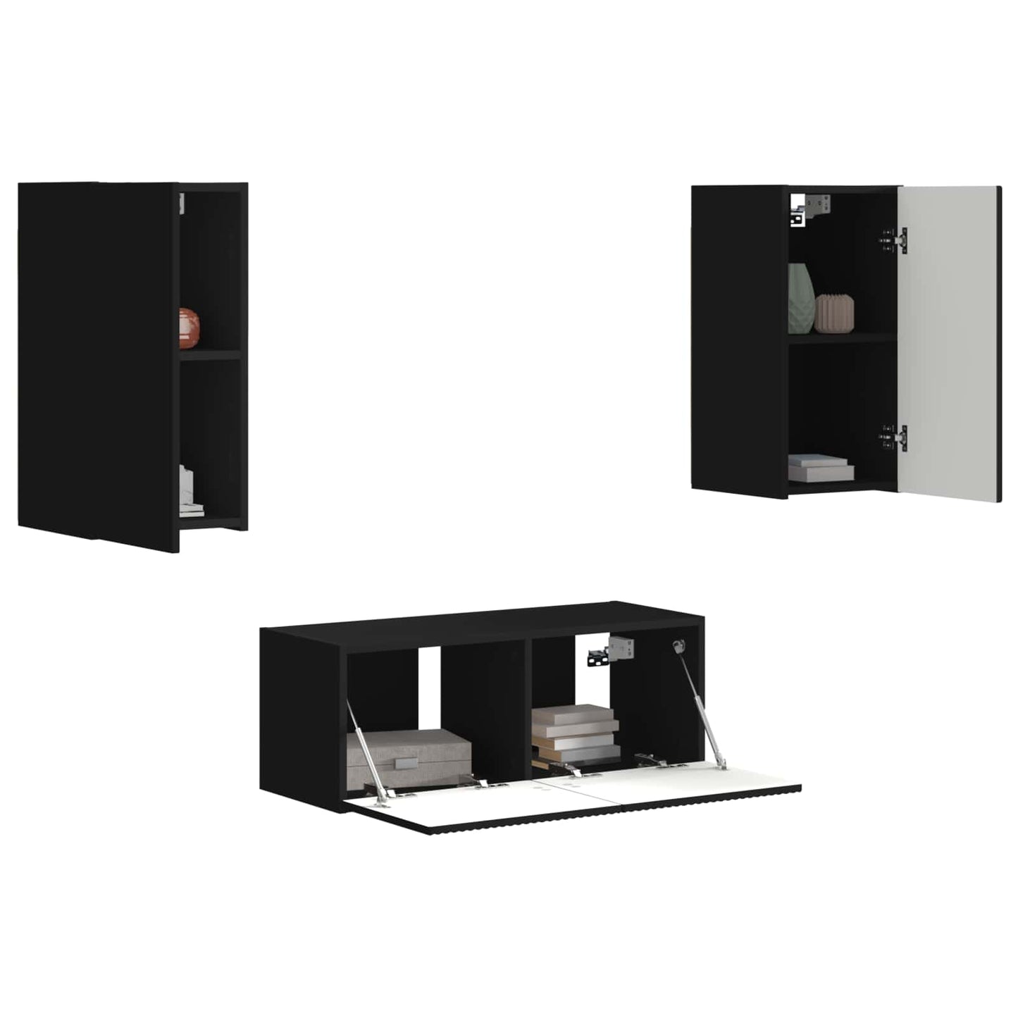 vidaXL TV Cabinet Set 6 pcs Black Engineered Wood