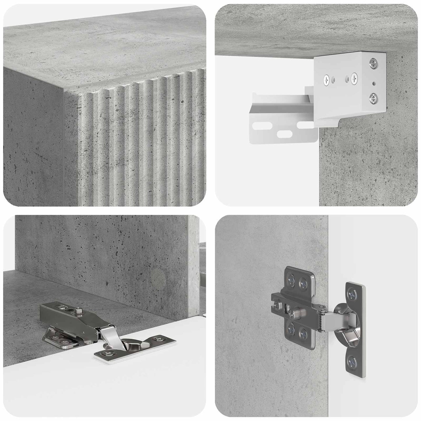 vidaXL TV Cabinet Set Wall-mounted 6 pcs Concrete Grey Engineered Wood