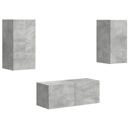 vidaXL TV Cabinet Set Wall-mounted 6 pcs Concrete Grey Engineered Wood