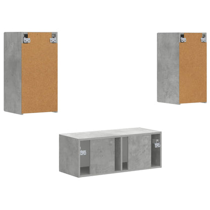vidaXL TV Cabinet Set Wall-mounted 6 pcs Concrete Grey Engineered Wood