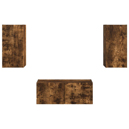 vidaXL TV Cabinet Set Wall-mounted 6 pcs Smoked Oak Engineered Wood