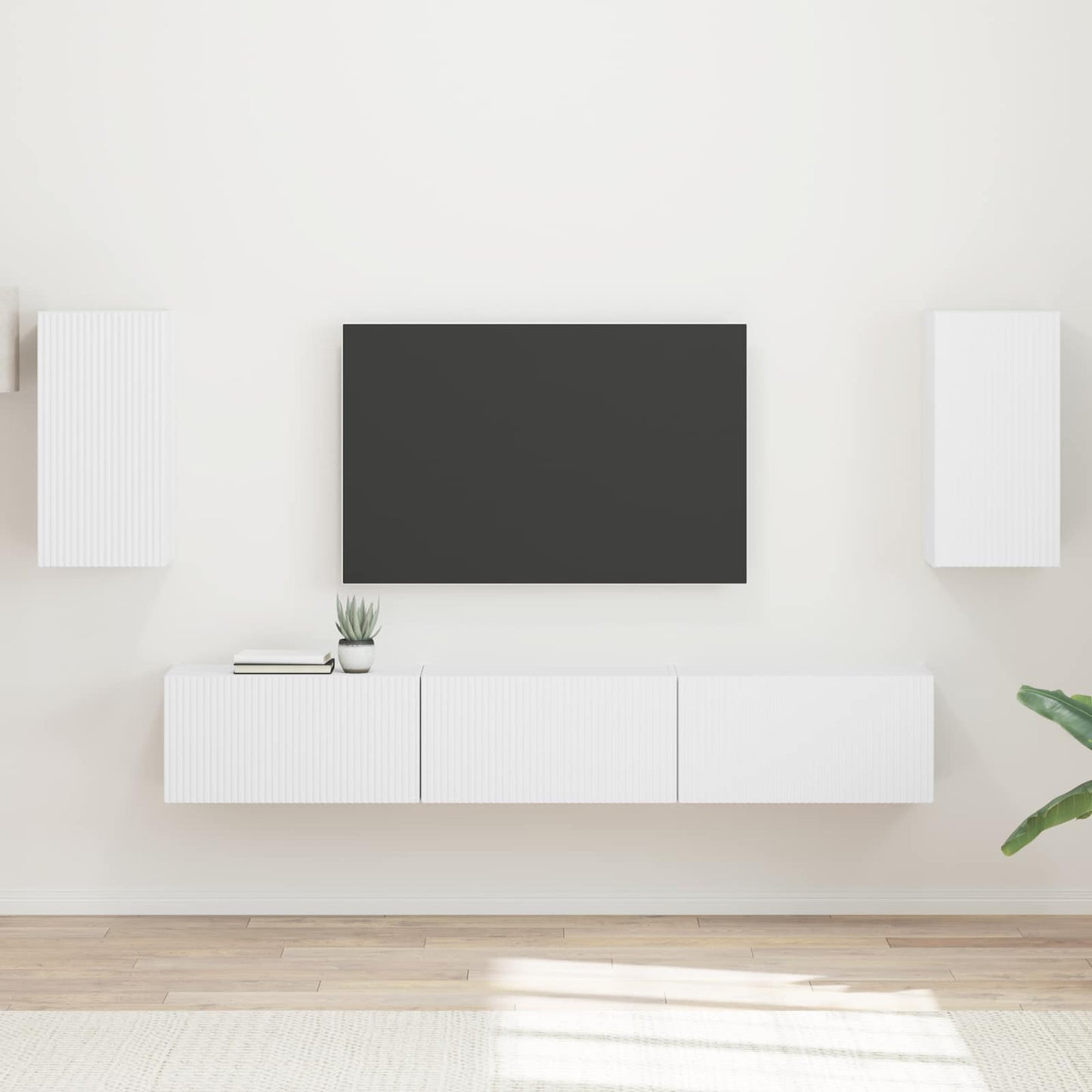 vidaXL TV Cabinet Set Wall-mounted 5 pcs White Engineered Wood