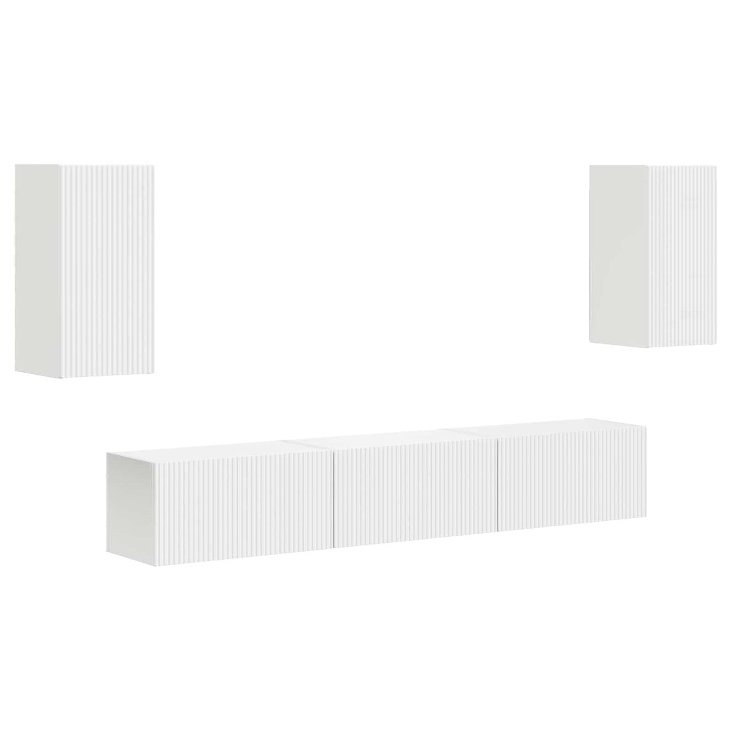 vidaXL TV Cabinet Set Wall-mounted 5 pcs White Engineered Wood