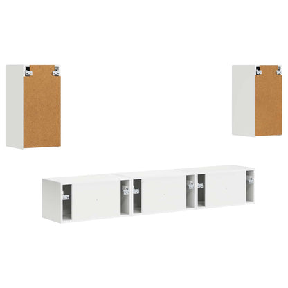 vidaXL TV Cabinet Set Wall-mounted 5 pcs White Engineered Wood