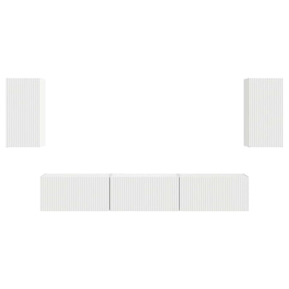 vidaXL TV Cabinet Set Wall-mounted 5 pcs White Engineered Wood