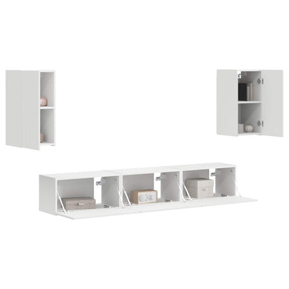 vidaXL TV Cabinet Set Wall-mounted 5 pcs White Engineered Wood