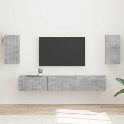 vidaXL TV Cabinet Set Wall-mounted 5 pcs Concrete Grey Engineered Wood