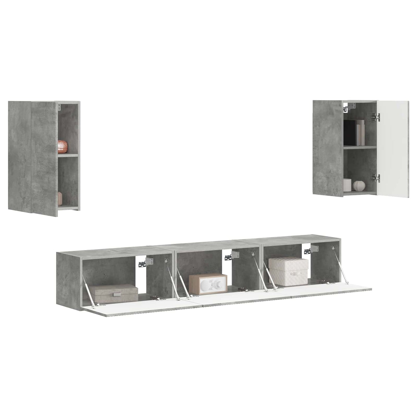 vidaXL TV Cabinet Set Wall-mounted 5 pcs Concrete Grey Engineered Wood