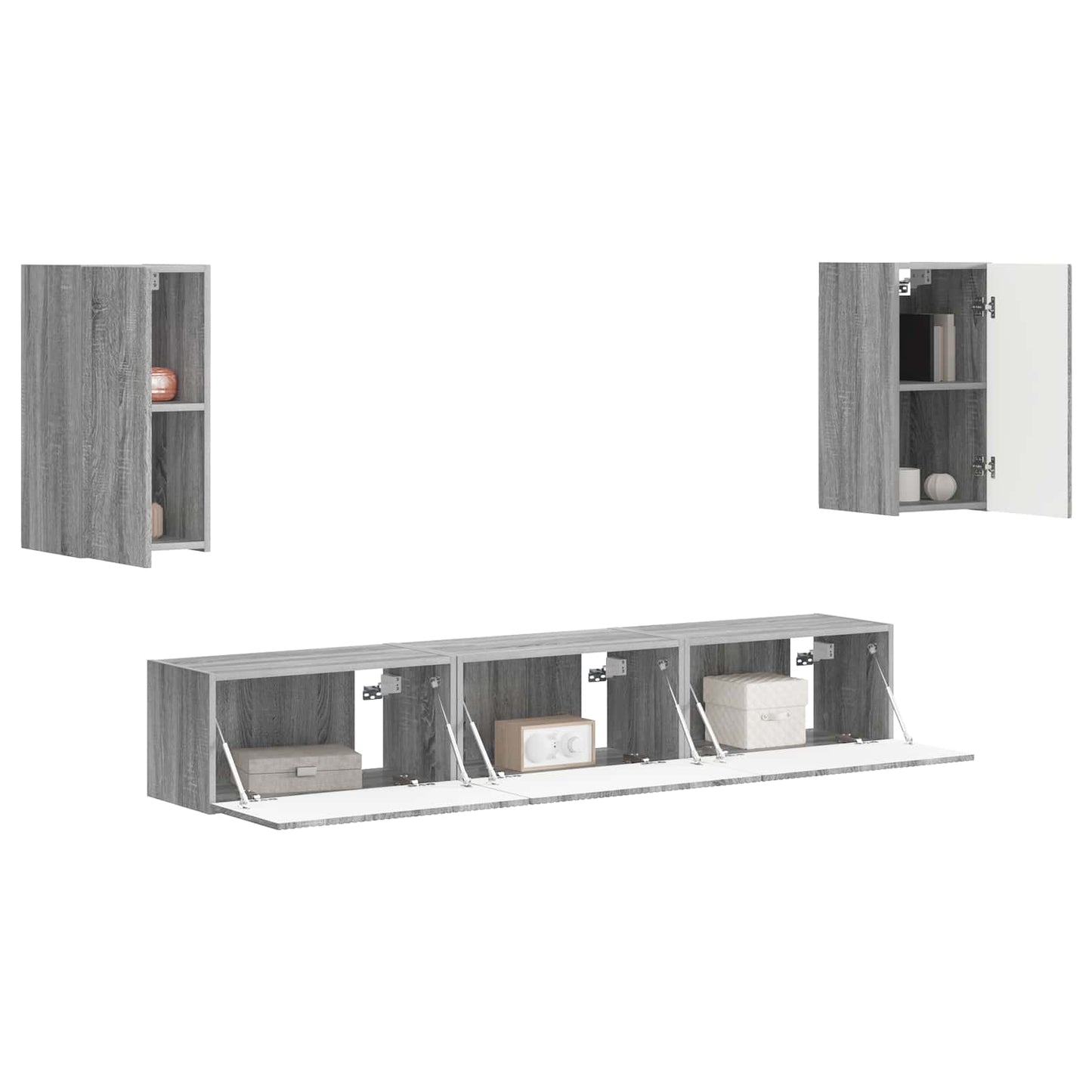 vidaXL TV Cabinet Set Wall-mounted 5 pcs Grey Sonoma Engineered Wood