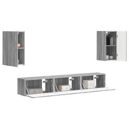 vidaXL TV Cabinet Set Wall-mounted 5 pcs Grey Sonoma Engineered Wood