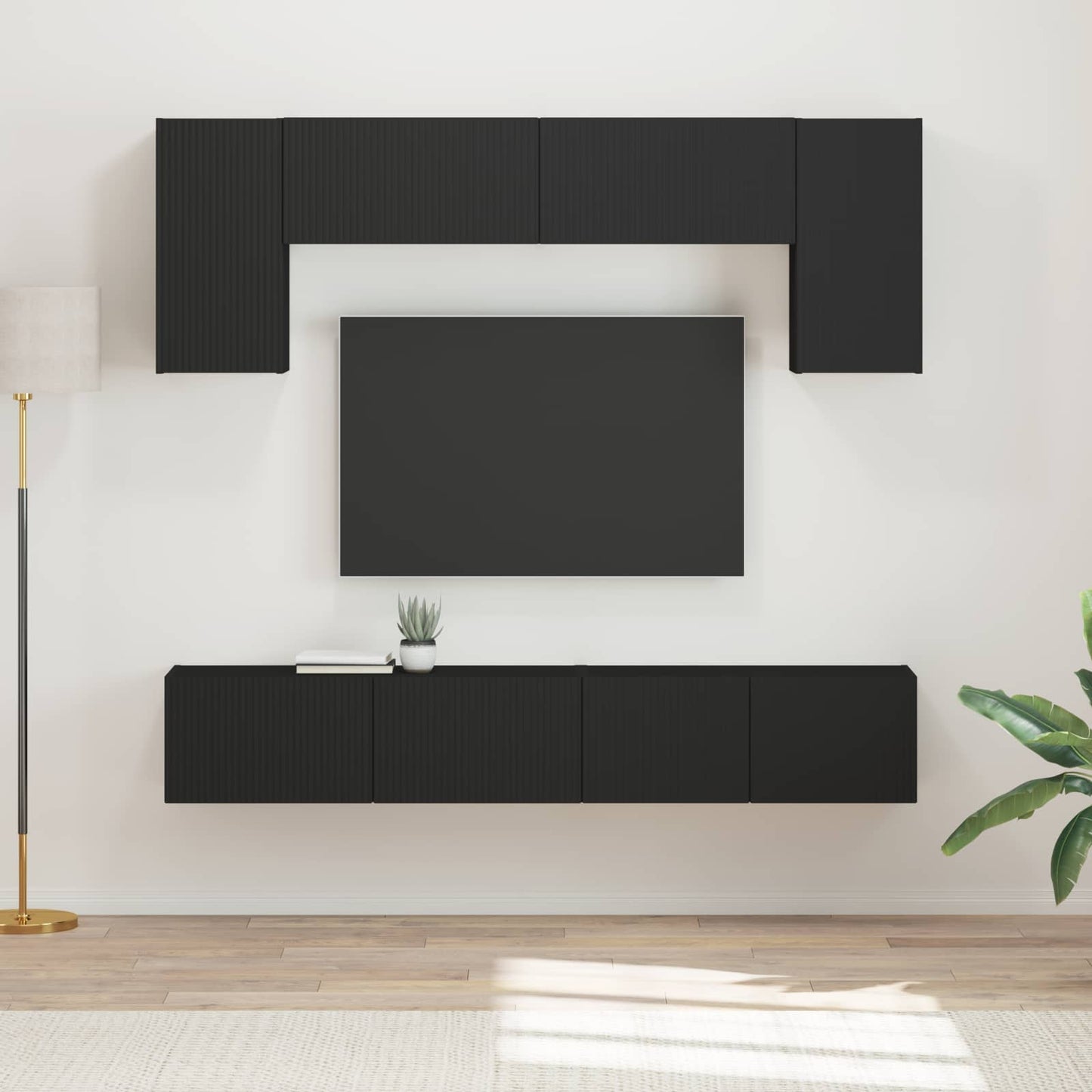 vidaXL TV Cabinet Set 4 pcs Black Engineered Wood