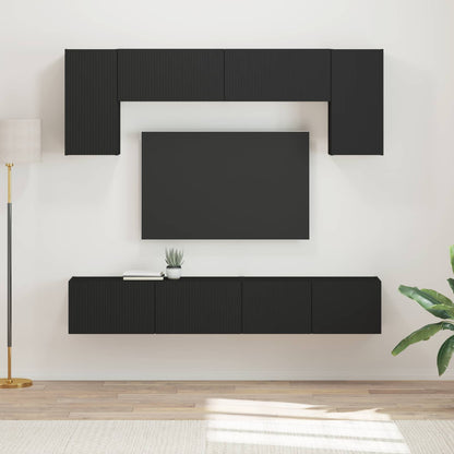 vidaXL TV Cabinet Set 4 pcs Black Engineered Wood