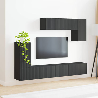 vidaXL TV Cabinet Set 4 pcs Black Engineered Wood