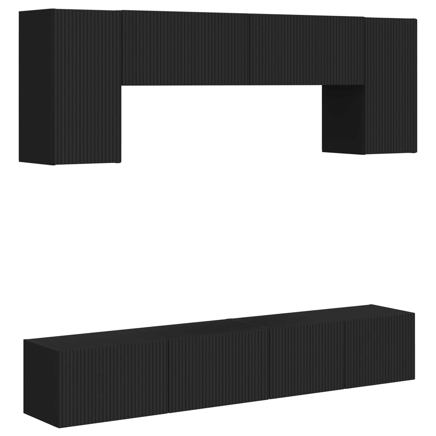 vidaXL TV Cabinet Set 4 pcs Black Engineered Wood