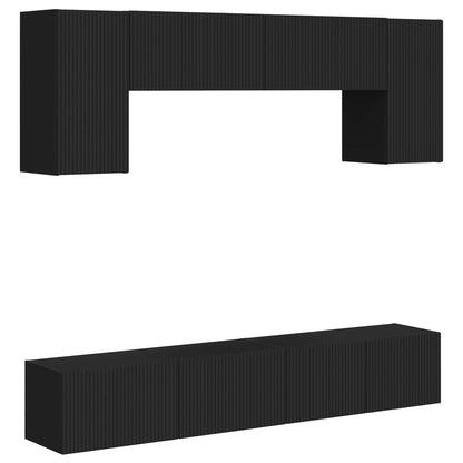 vidaXL TV Cabinet Set 4 pcs Black Engineered Wood